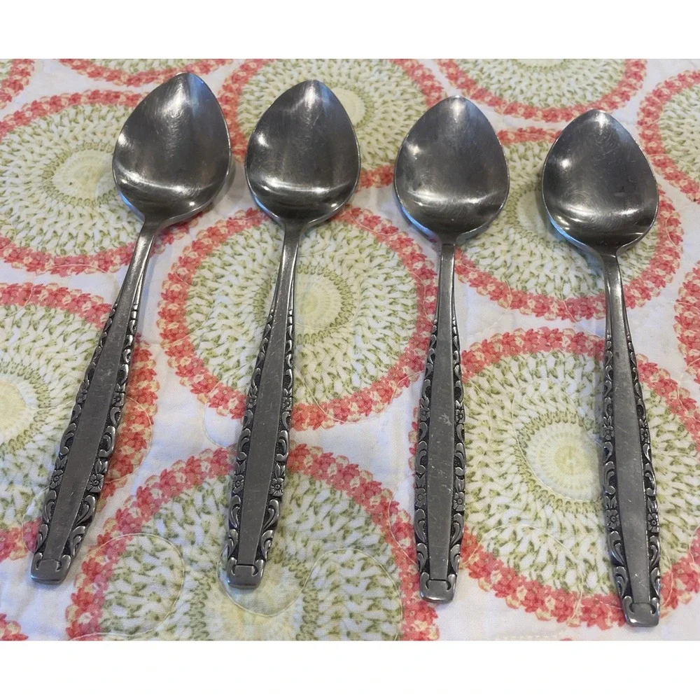 Northland Oneida Love Story Stainless Flatware Soup Spoons Spoon Lot Of 4 VTG‎